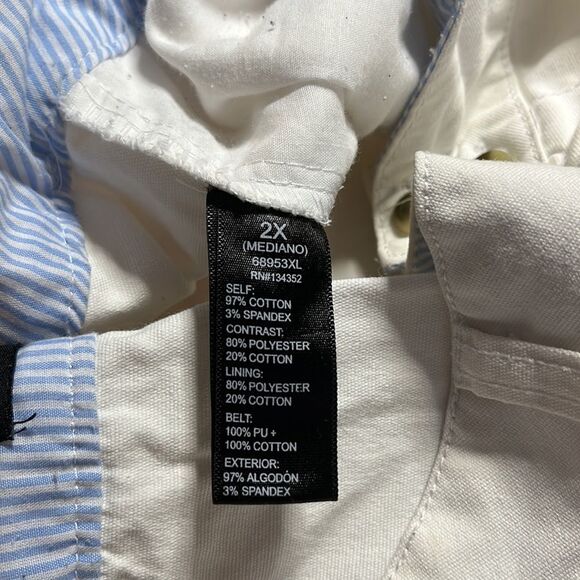 𝅺ambience Apparel white denim shorts cuffed hems four pockets belt loops SZ 2X - Picture 8 of 12